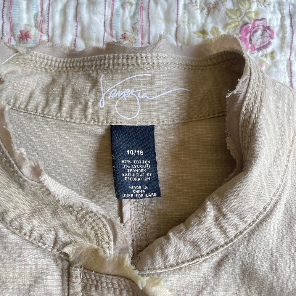 Y2k vintage Americana Venetia cream cropped button up jacket - Picture 5 of 7